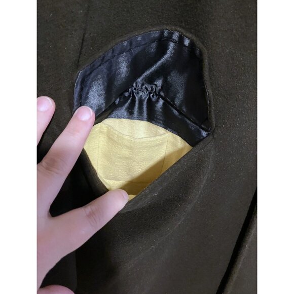 Vintage Mens Cashmere Blend Overcoat L Coat Jacket Single Breasted Neutral - Picture 4 of 10